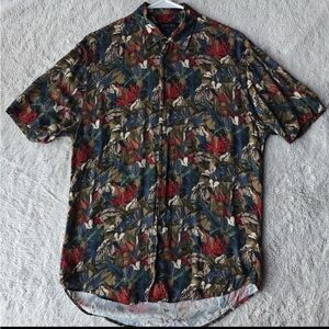 Zara Man Short Sleeve Shirt Men's  L Vacation Hawaiian Floral Tropical